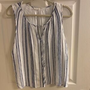 Gilli White & Navy Striped Tie-Front Sleeveless Camisole